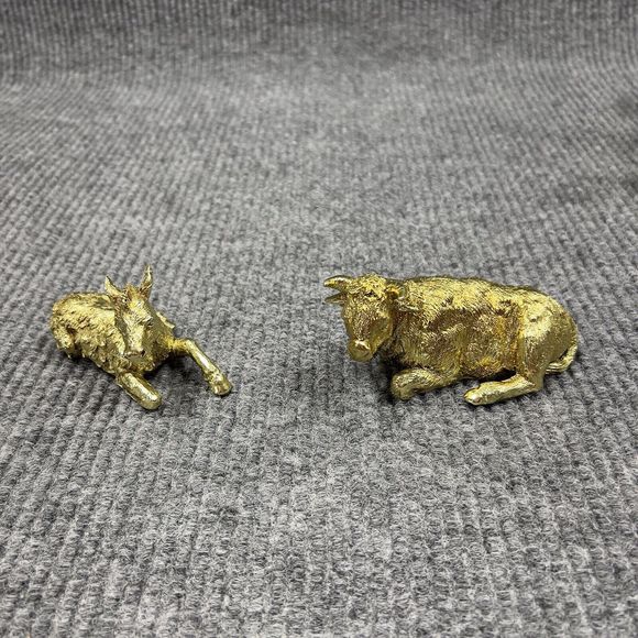 Christmas Nativity Set Of 9 Gold Tone Figures Heavy Duty Approx All Are‎ 5” x 2” - Picture 6 of 16